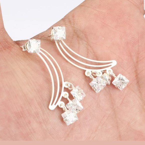 Falling stars sapphire & sterling earrings - Picture 3 of 4